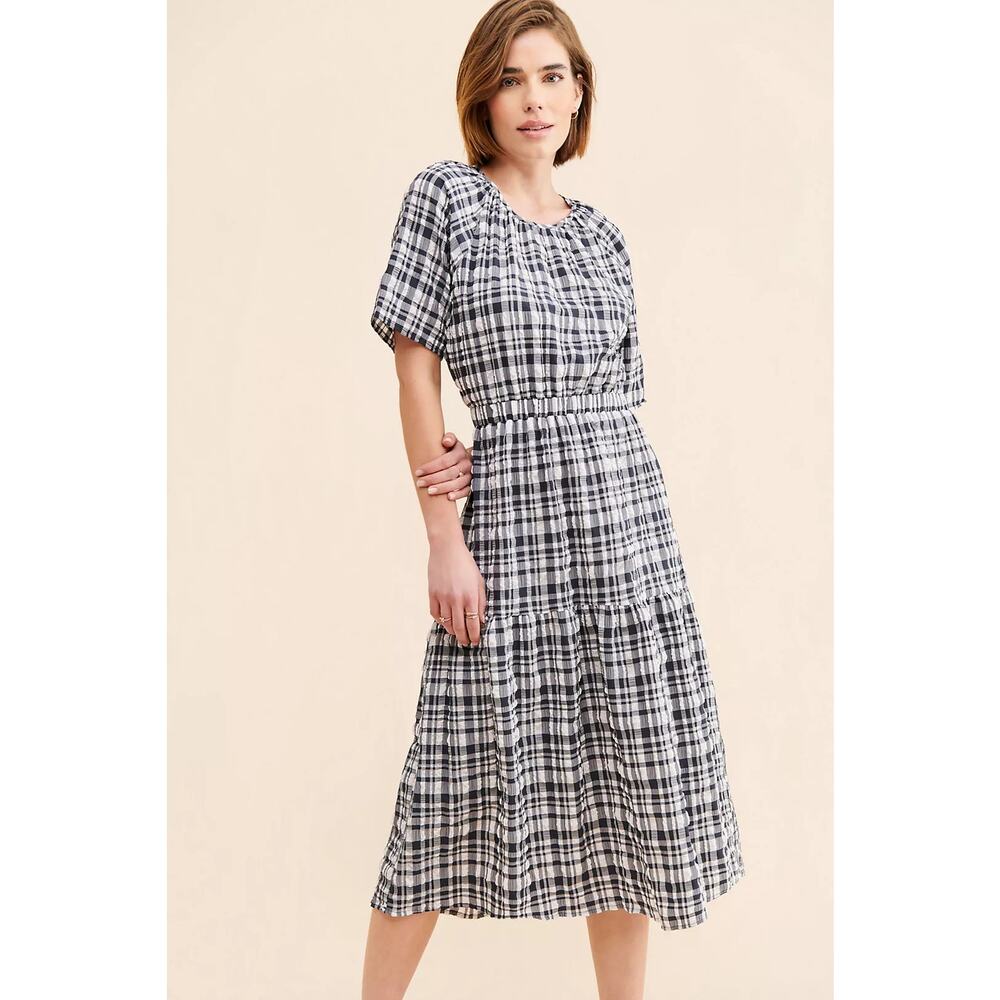 Just Female Anthropologie Hamilton Cut Out Gingham Midi Dress